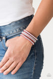 Rollin In Rhinestones - Pink Suede - Wrap - Snap Bracelet - Paparazzi Accessories