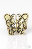 Sky High Butterfly - Brass - Ring - Paparazzi Accessories