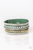 Fashion Fiend - Green Suede - White Rhinestone - Wrap - Bracelet - Paparazzi Accessories