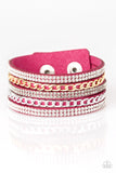 Fashion Fiend - Pink Suede - White Rhinestone - Wrap - Bracelet - Paparazzi Accessories
