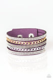 Fashion Fiend - Purple Suede - White Rhinestone - Wrap - Bracelet - Paparazzi Accessories