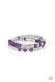 Downright Dressy - Purple - Bead - Stretch Bracelet - Paparazzi Accessories
