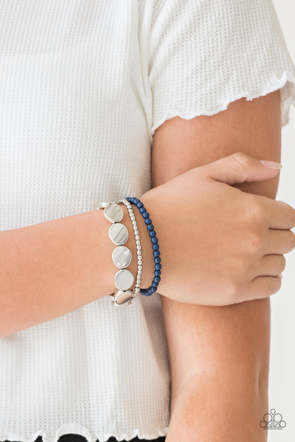 Beyond The Basics - Blue Bead - Stretch Bracelet - Paparazzi Accessories