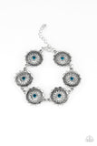 Funky Flower Child - Blue Rhinestone - Silver - Clasp Bracelet - Paparazzi Accessories