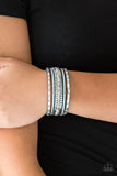 Rebel In Rhinestones - Blue - Wrap - Snap Bracelet - Paparazzi Accessories