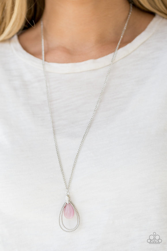 Teardrop Tranquility - Pink - Necklace -Paparazzi Accessories