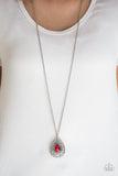 Modern Majesty - Red - Teardrop - Moonstone - Necklace - Paparazzi Accessories