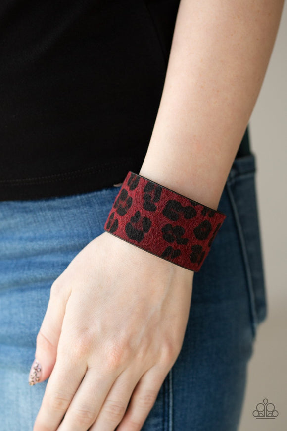 Cheetah Cabana - Red - Cheetah Print - Wrap - Snap Bracelet - Paparazzi Accessories