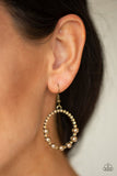 Glowing Grandeur - Brass - Pearl - Earrings - Paparazzi Accessories