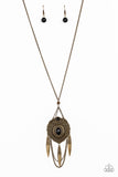 Cactus Canyon - Brass - Black Stone - Necklace - Paparazzi Accessories