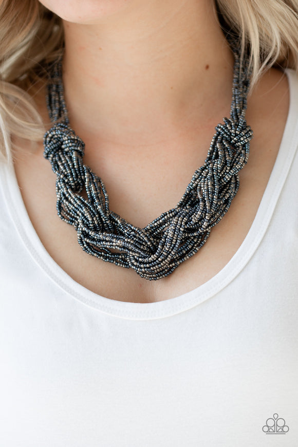 City Catwalk - Blue - Seed Bead - Necklace - Paparazzi Accessories