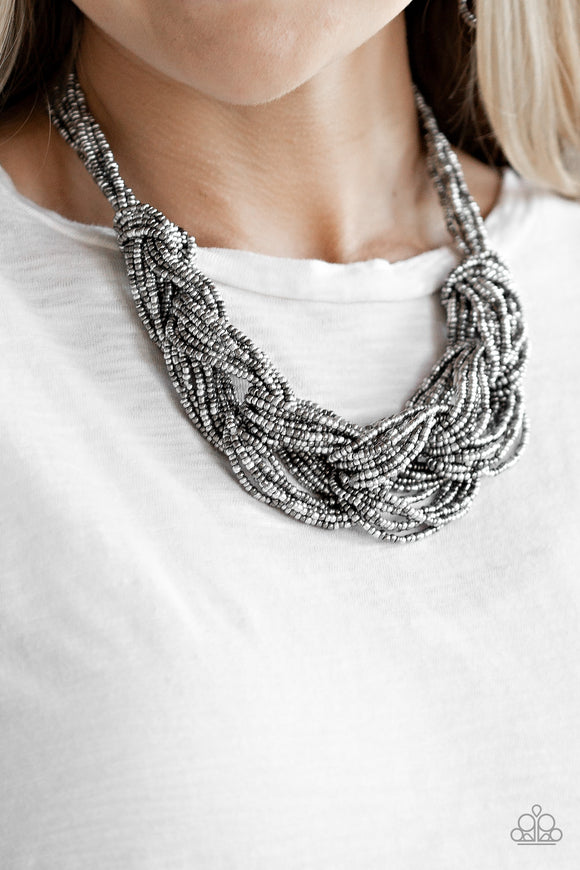 City Catwalk - Silver - Seed Bead - Necklace - Paparazzi Accessories