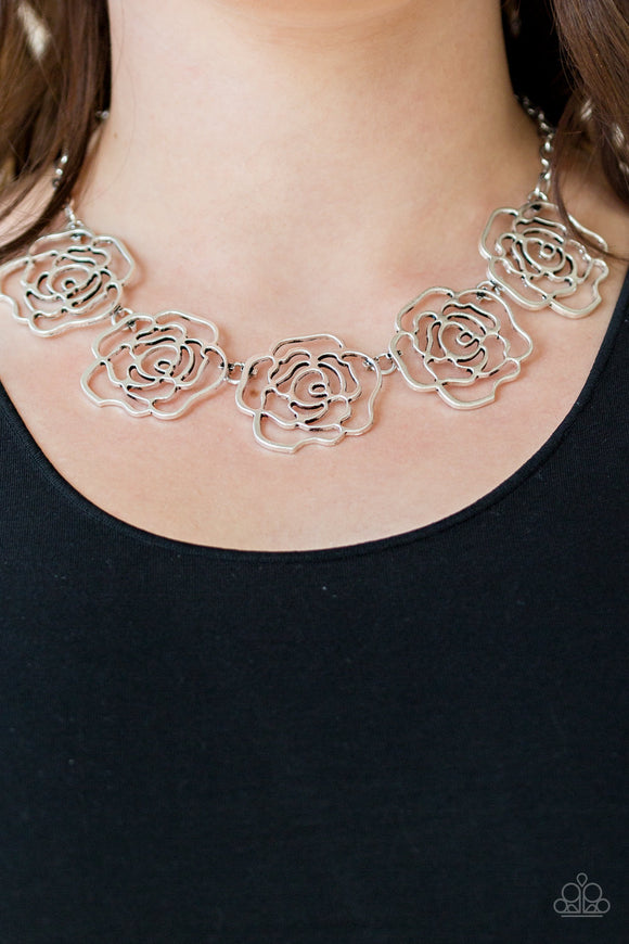 Budding Beauty - Silver - Flower - Necklace - Paparazzi Accessories