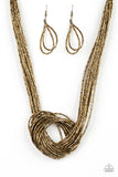 Knotted Knockout - Brass - Seed Bead - Necklace - Paparazzi Accessories