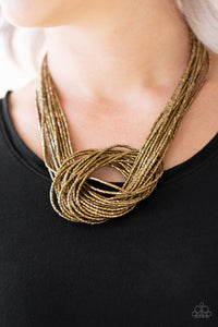 Knotted Knockout - Brass - Seed Bead - Necklace - Paparazzi Accessories