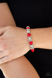 Across The Mesa - Red - Stone - Stretch Bracelet - Paparazzi Accessories