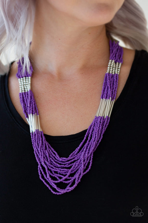 Let It BEAD - Purple - Seed Bead Necklace - Paparazzi Accessories