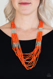 Let It BEAD - Orange - Seed Bead Necklace - Paparazzi Accessories