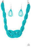 A Standing Ovation - Blue Turquoise (Light) - Seed Bead Necklace - Paparazzi Accessories