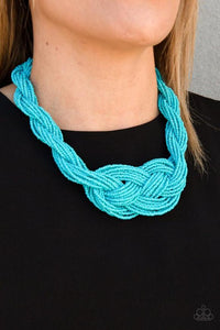 A Standing Ovation - Blue Turquoise (Light) - Seed Bead Necklace - Paparazzi Accessories