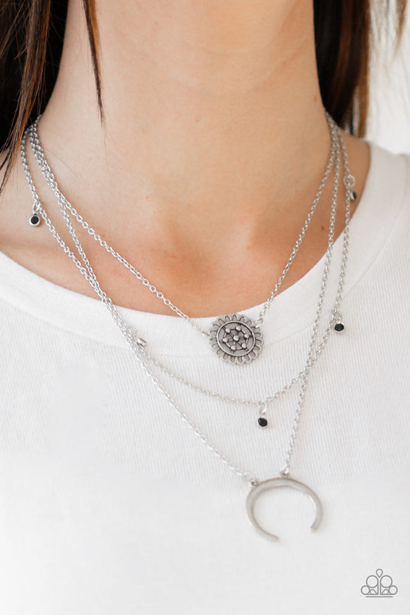 Lunar Lotus - Black - Necklace - Paparazzi Accessories