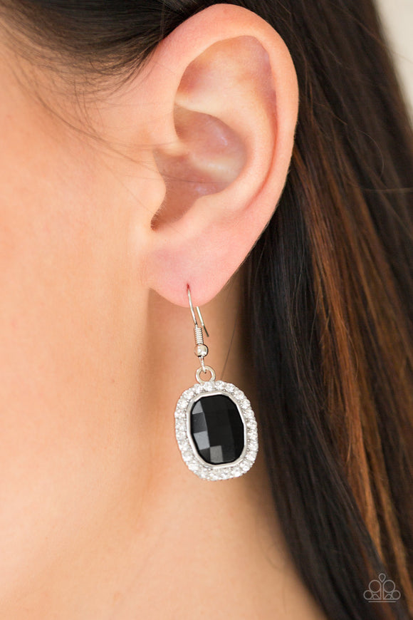 The Modern Monroe - Black Rhinestone - Silver Earrings - Paparazzi Accessories