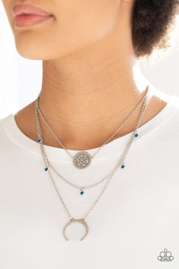 Lunar Lotus - Blue - Necklace - Paparazzi Accessories