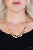 Glow and Grind - Gold - White Rhinestone - Necklace - Paparazzi Accessories