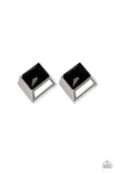 Stellar Square - Black - Post - Stud - Earrings - Paparazzi Accessories