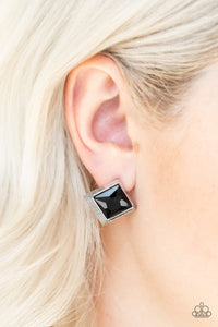Stellar Square - Black - Post - Stud - Earrings - Paparazzi Accessories