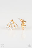 Jeweled Jubilee - Gold - White Rhinestone - Jacket Earrings - Paparazzi Accessories