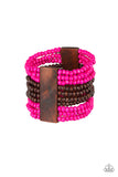 JAMAICAN Me Jam - Pink And Brown - Wooden Bracelet - Paparazzi Accessories