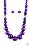 Panama Panorama - Purple - Wooden Necklace - Paparazzi Accessories