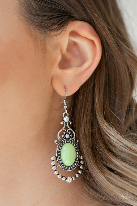 CAMEO and Juliet - Green - Earrings - Paparazzi Accessories