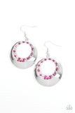 Ringed In Refinement - Pink - Rhinestone - Earrings - Paparazzi Accessories