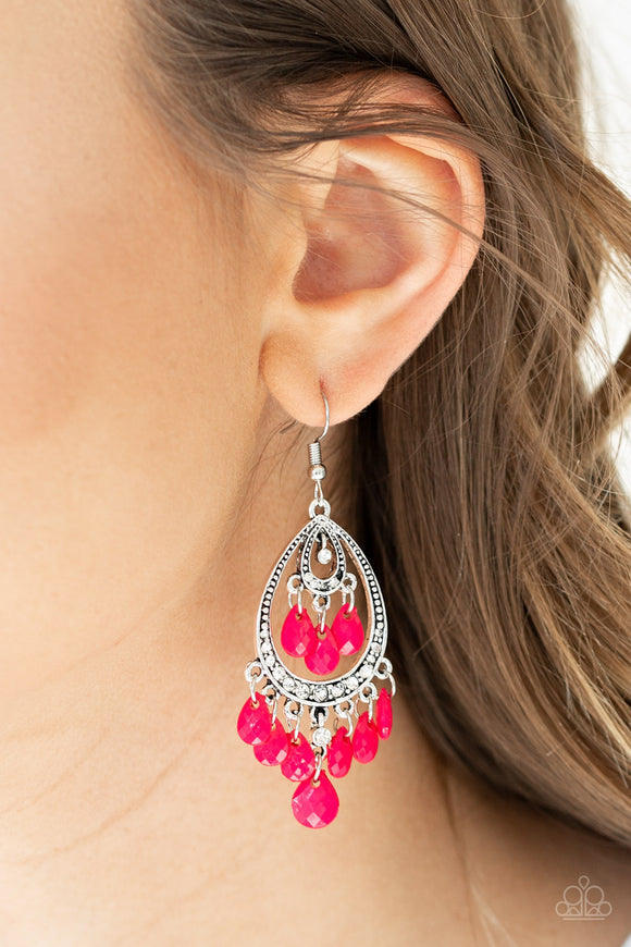 Gorgeously Genie - Pink - Earrings - Paparazzi Accessories