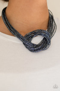 Knotted Knockout - Blue - Seed Bead - Necklace - Paparazzi Accessories