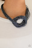 Knotted Knockout - Blue - Seed Bead - Necklace - Paparazzi Accessories