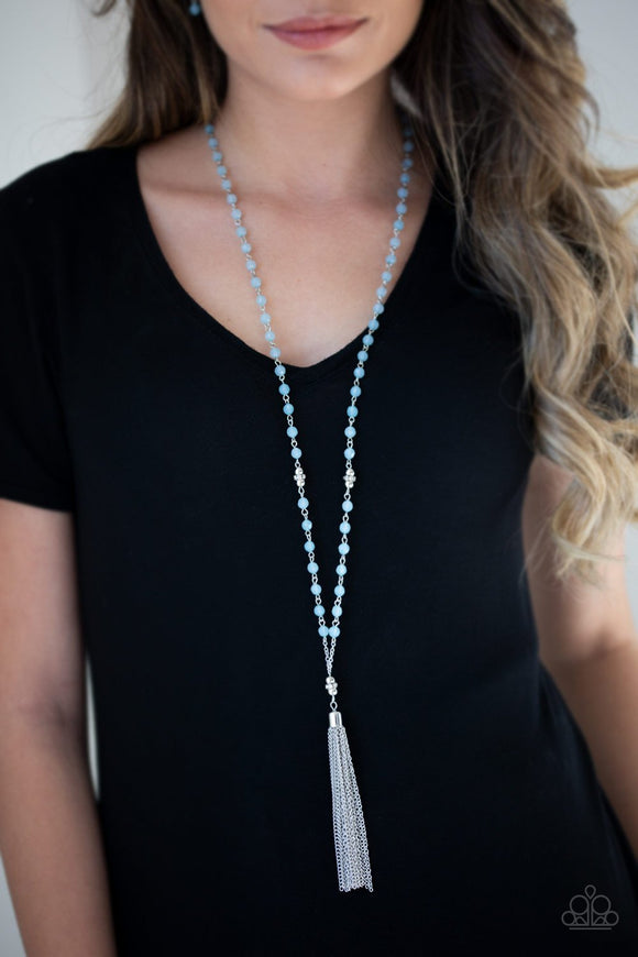 Tassel Takeover - Blue - Bead - Necklace - Paparazzi Accessories