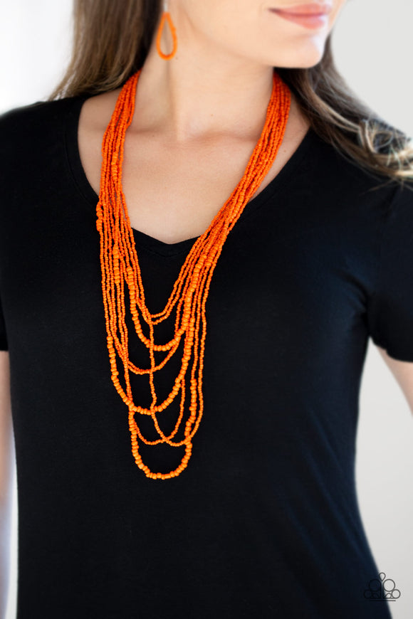 Totally Tonga - Orange - Seed Bead - Necklace - Paparazzi Accessories