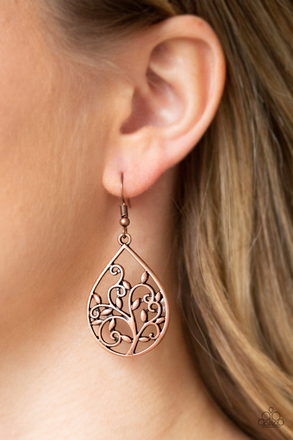 Enchanted Vines - Copper - Earrings - Paparazzi Accessories