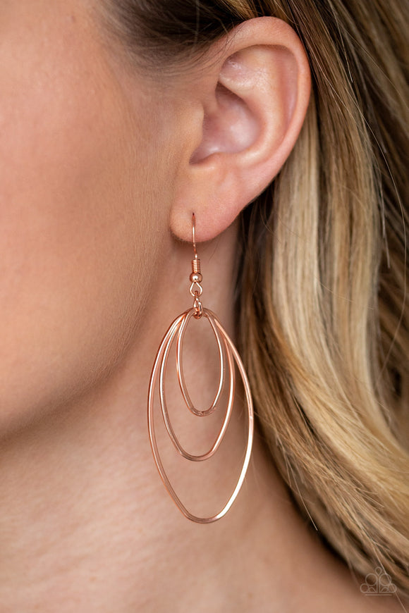 All OVAL The Place - Copper - Earrings - Paparazzi Accessories
