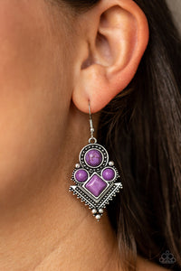 So Sonoran - Purple - Stone - Fish Hook - Earrings - Paparazzi Accessories
