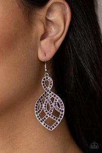 A Grand Statement - Purple - Rhinestone - Earrings - Paparazzi Accessories