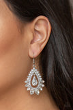 Boss Brilliance - White - Rhinestone - Earrings - Paparazzi Accessories
