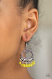 Happy Days - Yellow Bead - Silver Earrings - Paparazzi Accessories