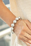 One Woman Show-STOPPER - Silver - Pearl - Stretch Bracelet - Paparazzi Accessories