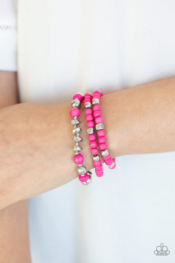 Mountain Artist - Pink - Stone - Stretch Bracelet - Paparazzi Accessories