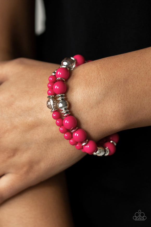 Colorful Collisions - Pink - Stretch Bracelet - Paparazzi Accessories
