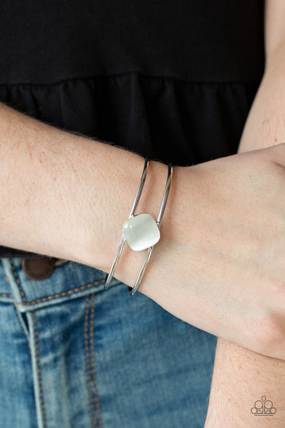 Turn Up The Glow - White - Moonstone Bracelet - Paparazzi Accessories